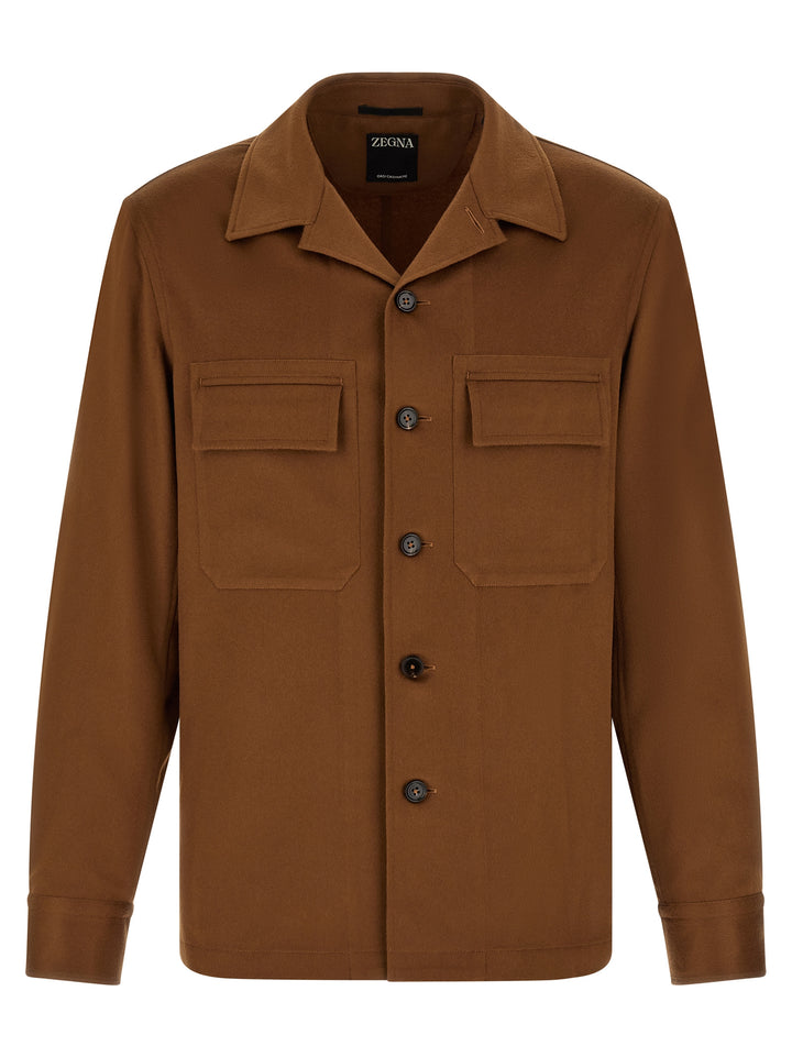 Zegna Oasis Cashmere Overshirt Shirt and Blouse - Brown | 82dd472f5ce0ee83c236585f711a276e697a8014