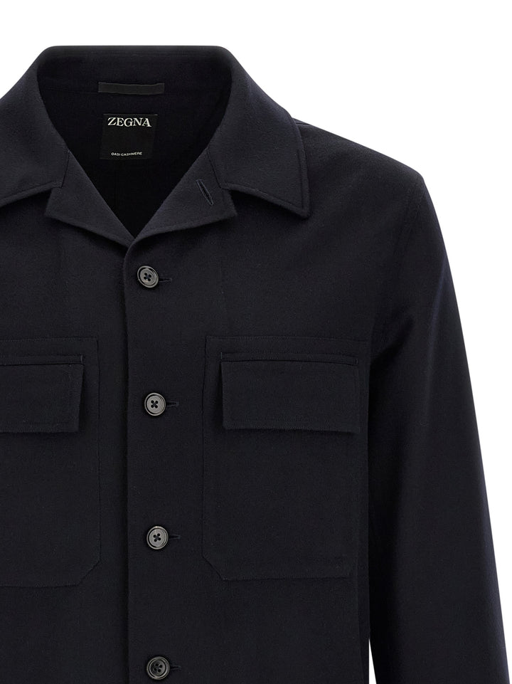 Zegna Oasis Cashmere Overshirt Shirt and Blouse - Blue | f36538f8b2d26a60dd226264e788501314ee40ea