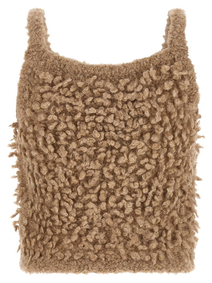 Peserico Bouclé Top Tops - Beige | 1bf276dd5708c9ec2ec2a42c65371e70452206a1