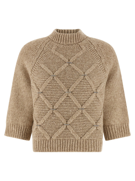 Jewel Diamond Sweater Sweaters And Cardigans Beige