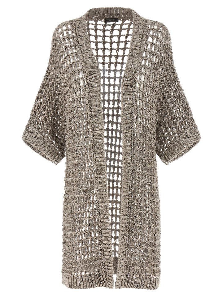 Peserico Mesh Cardigan Sweaters and Cardigans - Silver | 269a2ea4063a9248d3402a45095c0bb63fb51abf