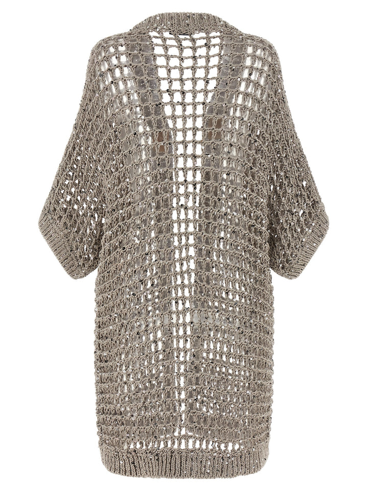 Peserico Mesh Cardigan Sweaters and Cardigans - Silver | 32c3366dcb35c593e53fa5fc81acab1d783d8fcb