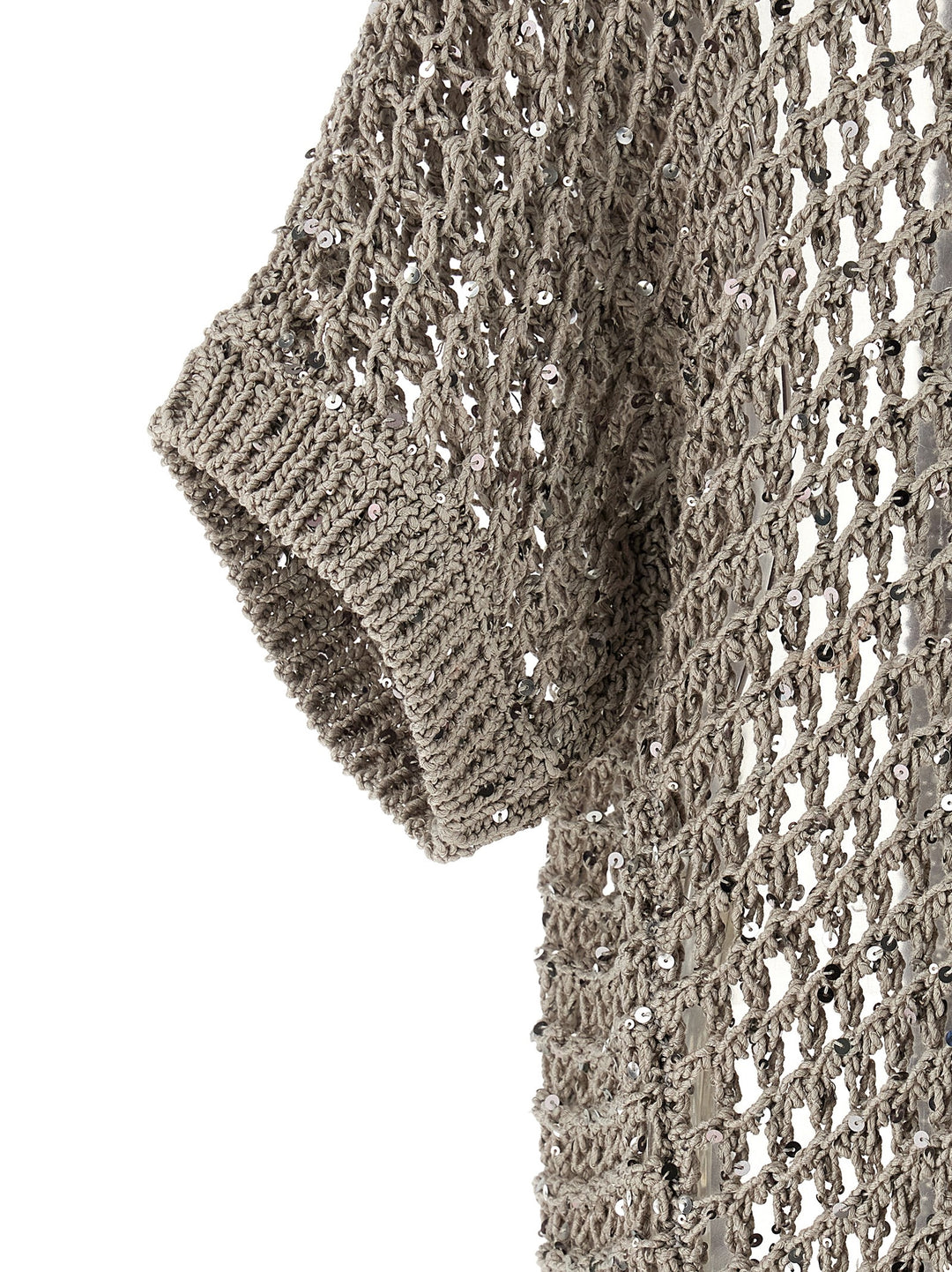 Peserico Mesh Cardigan Sweaters and Cardigans - Silver | 636267b505ba71dfc0f4ca4e5a72490fe95f8ec5