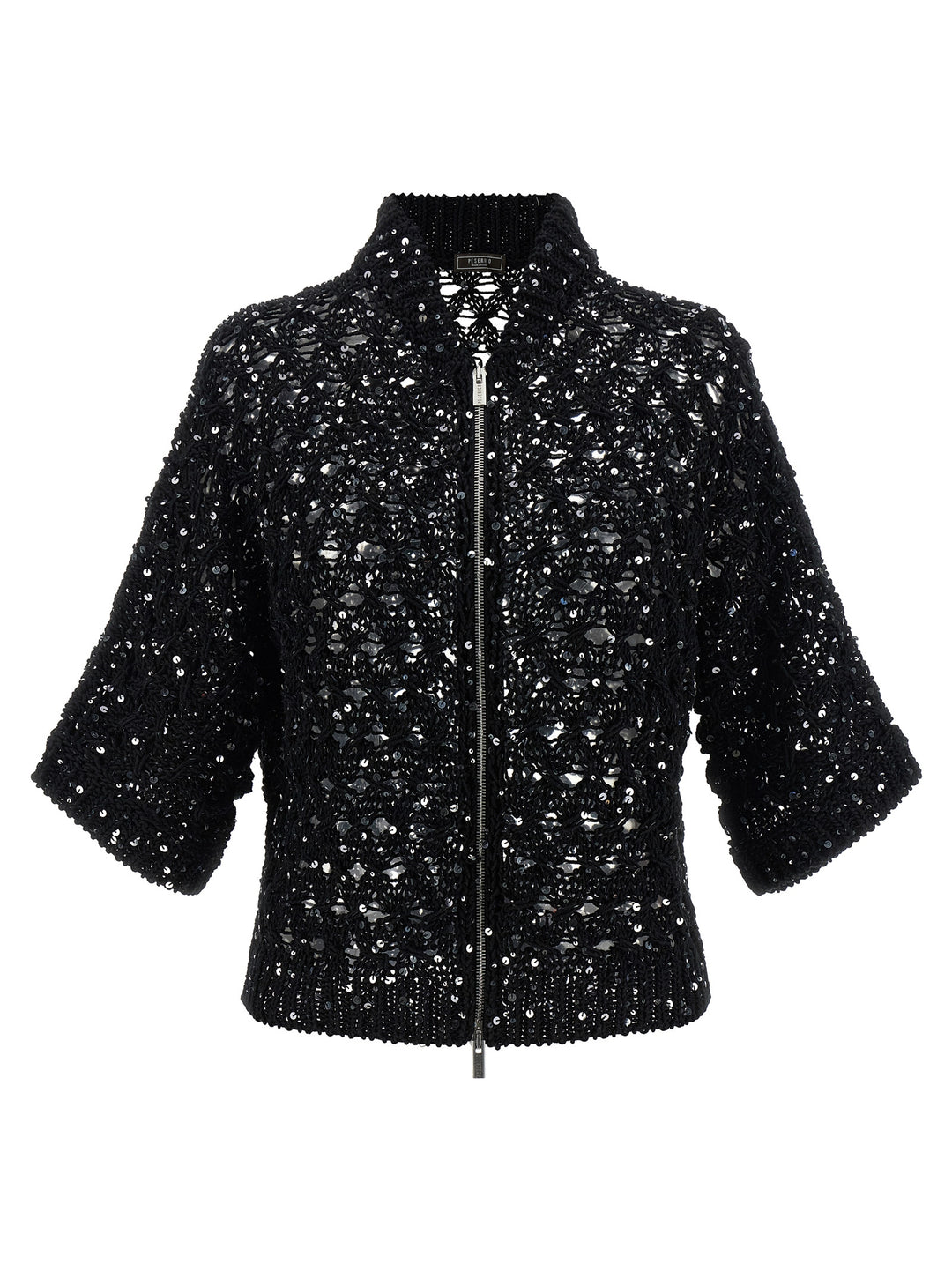 Peserico Sequin Mesh Cardigan Sweaters and Cardigans - Black | e1e74f62b83ad540dfa360bd6a22877fb7590c23