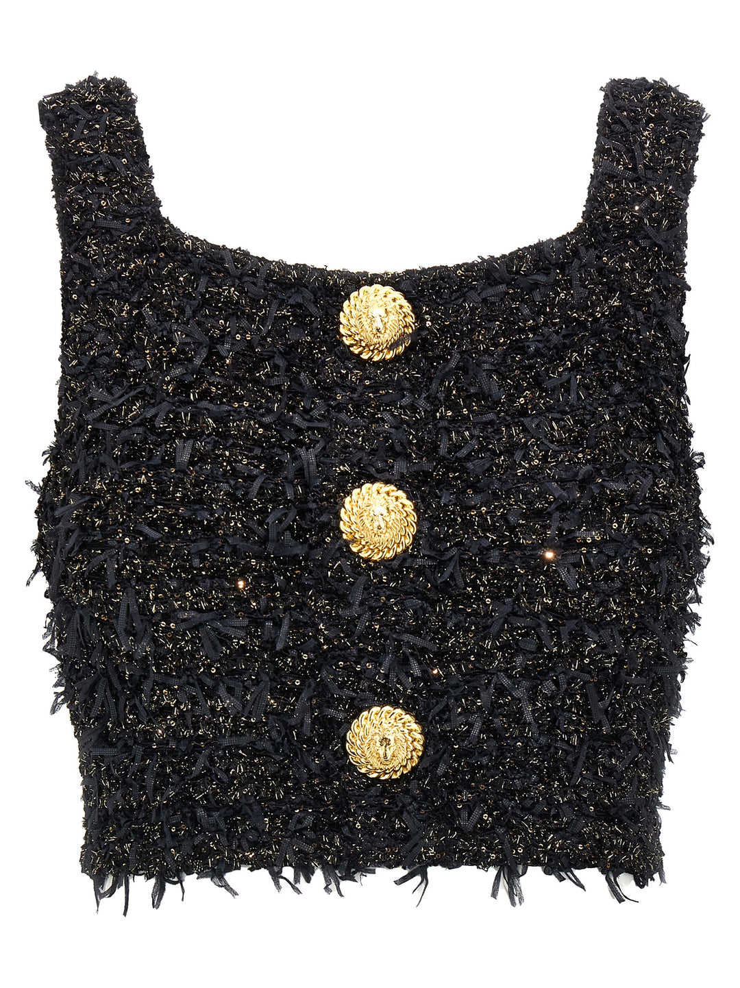 Lurex Tweed Top Tops Black