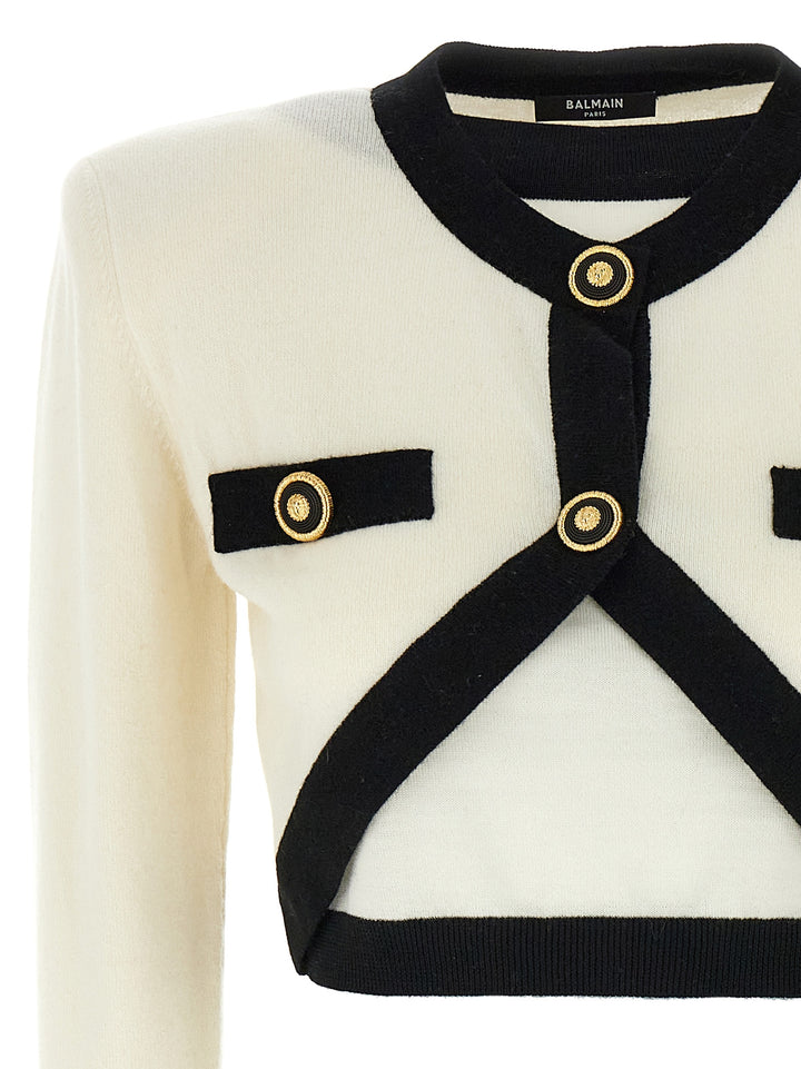 Balmain Filo Leone Catena Sweaters and Cardigans - White/Black | 958831fca18427d570dd543c871b2fa2294fa8fe