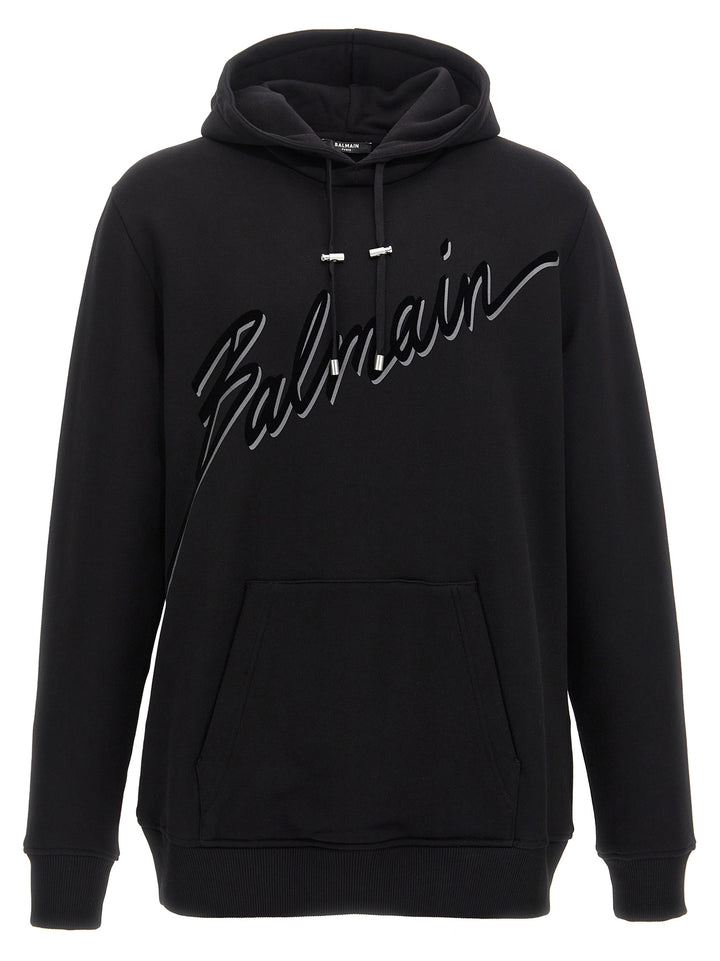 Velvet Logo Hoodie Sweatshirt Black