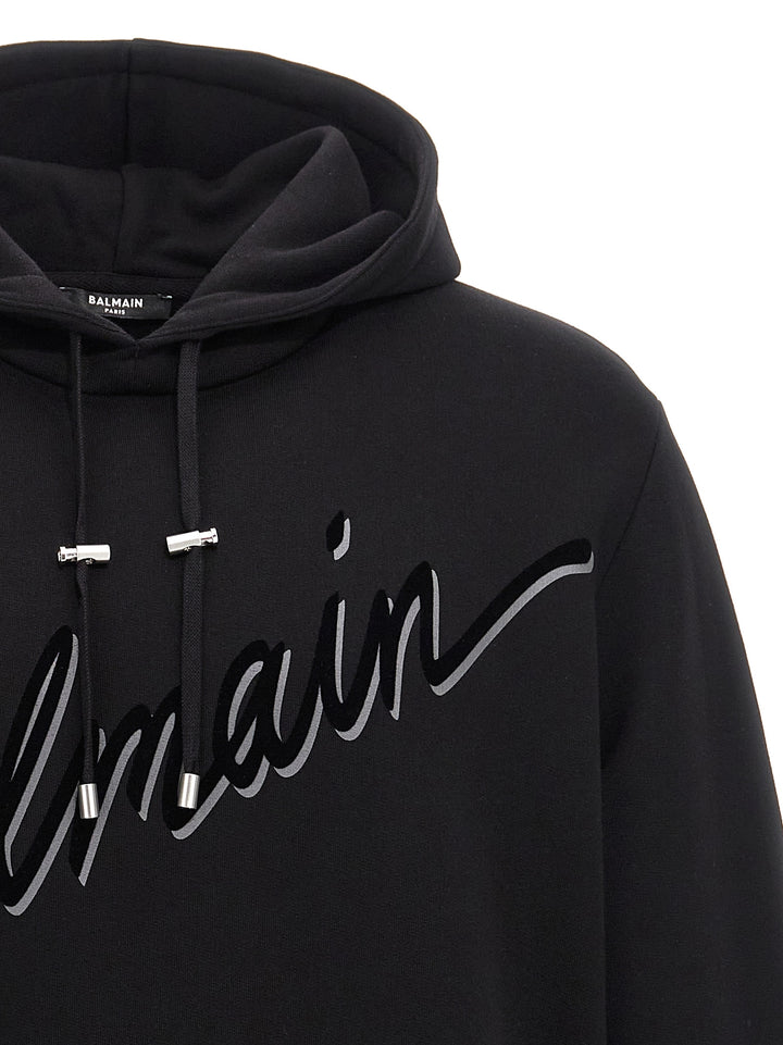 Velvet Logo Hoodie Sweatshirt Black