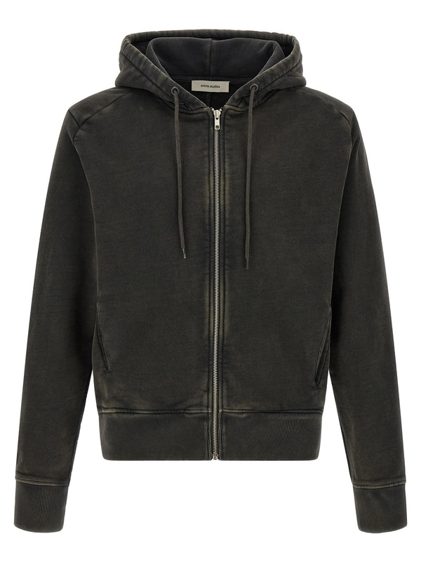 Zip And Hoodie Sweatshirt Black