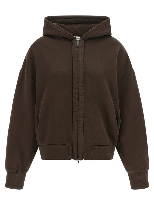 Zipped Hoodie Sweatshirt Brown