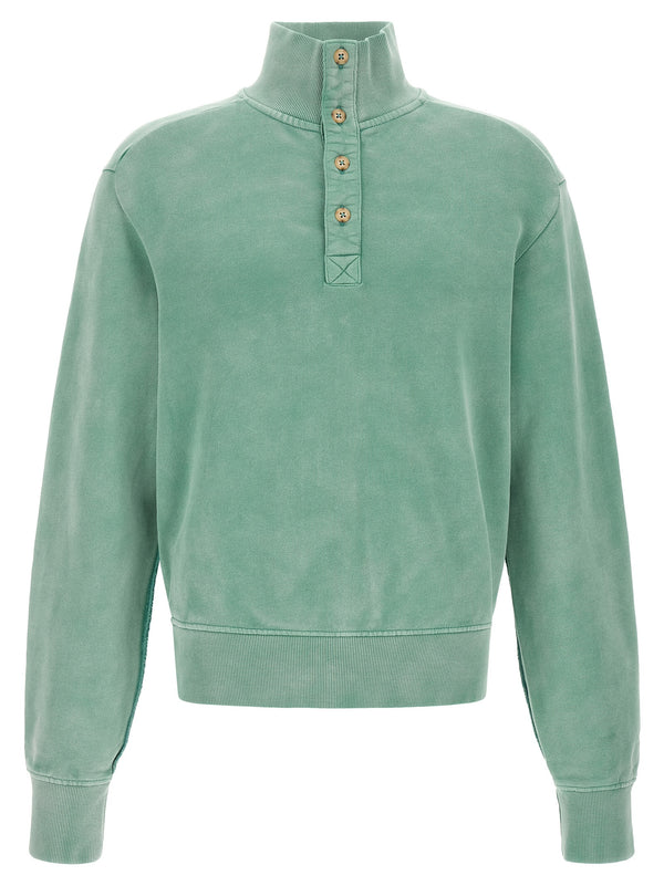 Buttoned Turtleneck Sweatshirt Sweaters And Cardigans Green