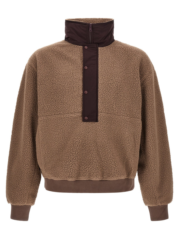 System Half Zip Fleece Sweatshirt Brown
