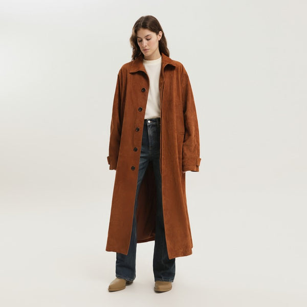 Brown Corduroy Leather Mackintosh Coat