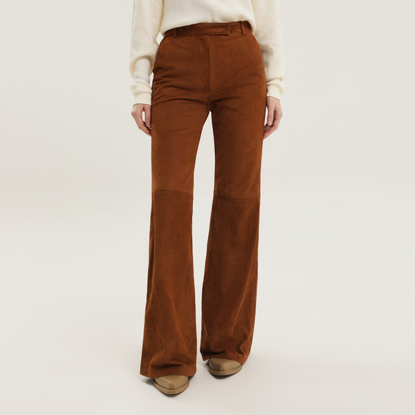 Corduroy Flared Leather Pants
