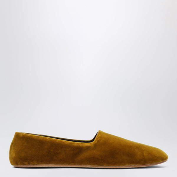 Ponti Velvet Slip-On Slippers In Mustard