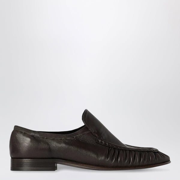 Two Soft Nappa Leather Loafers In Lacquer Brown