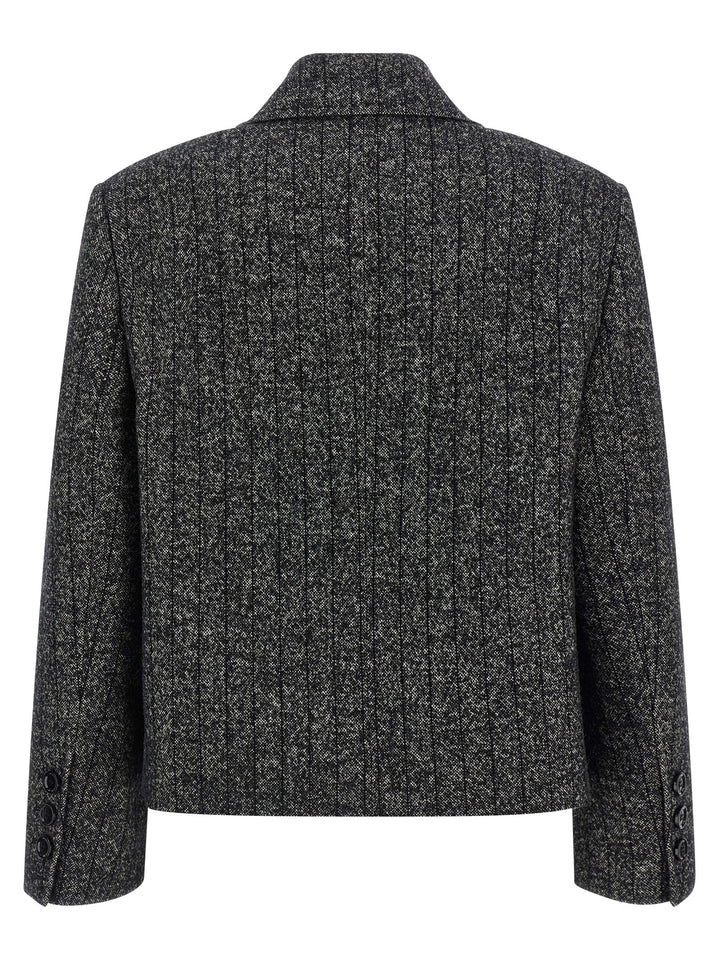 Dolce & Gabbana Striped Wool Blazer BlazerS - White/Black | 063f1490efd9bc733e110e0b3f2d48e9fb44c336