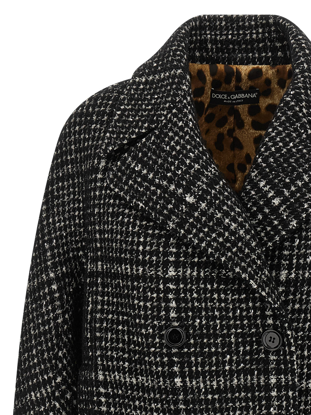 Dolce & Gabbana Houndstooth Coat Coats and Trench Coats - White/Black | 8c900ddb4e15ba18fe870017be78105770276ab9
