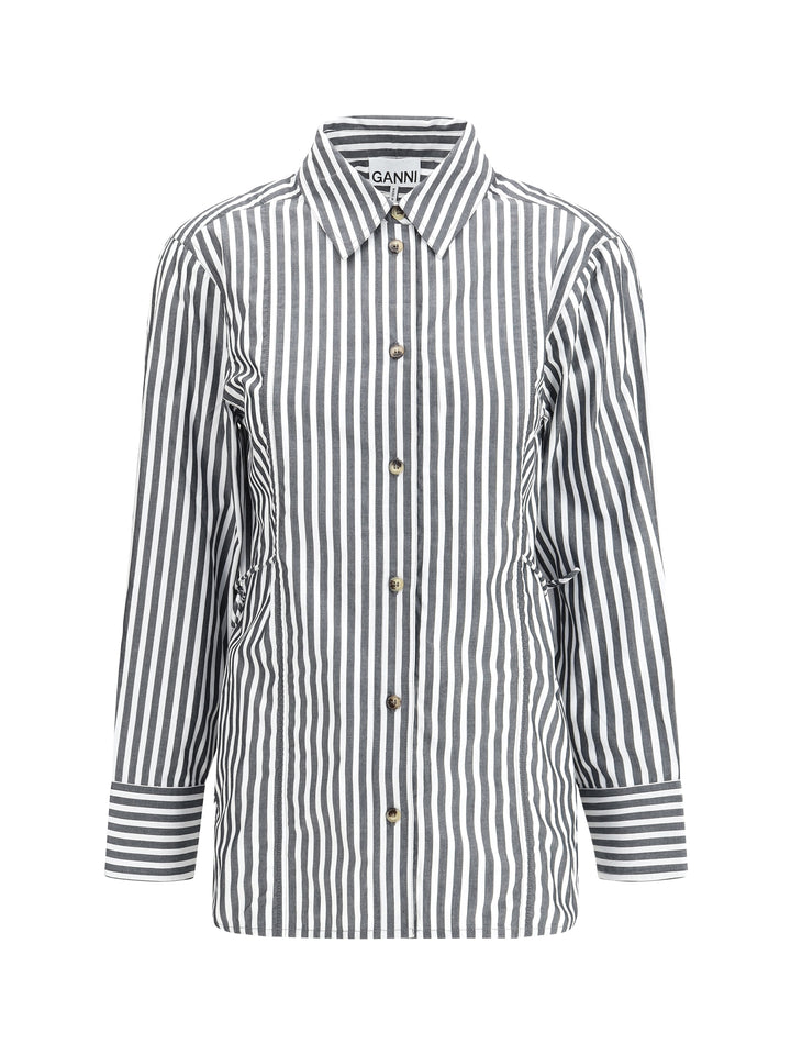 STRIPE COTTON OVERSIZED TIE STRING SHIRT