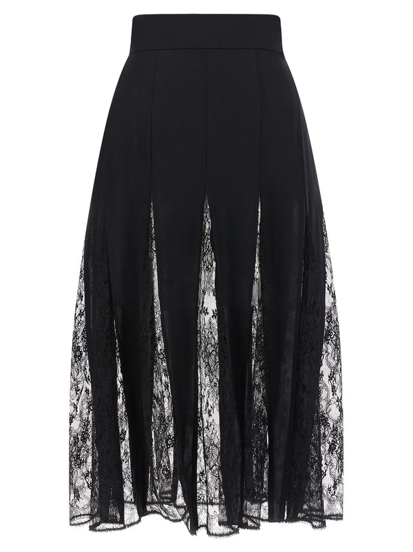 Charmeuse Skirt With Lace Skirts Black