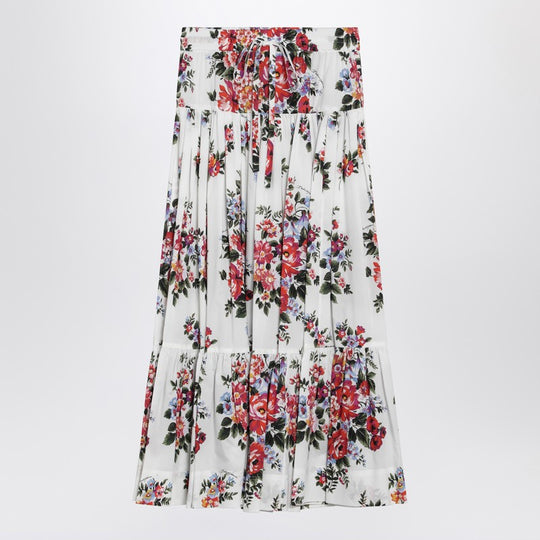 Long White Skirt With Floral Print