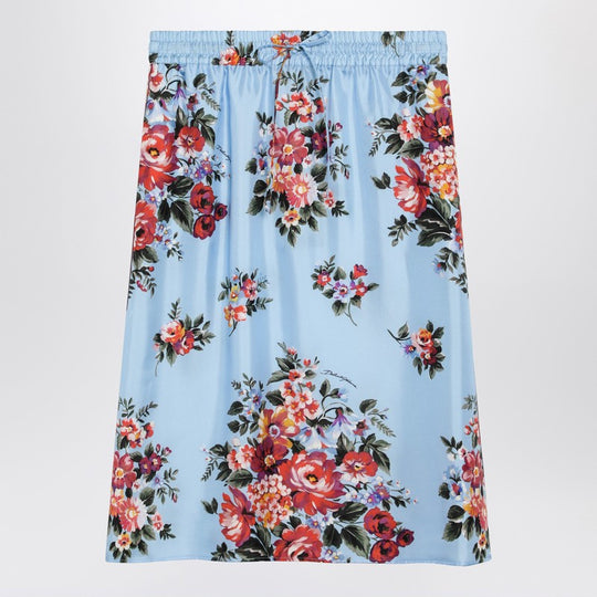 Silk Twill Skirt With Floral Print