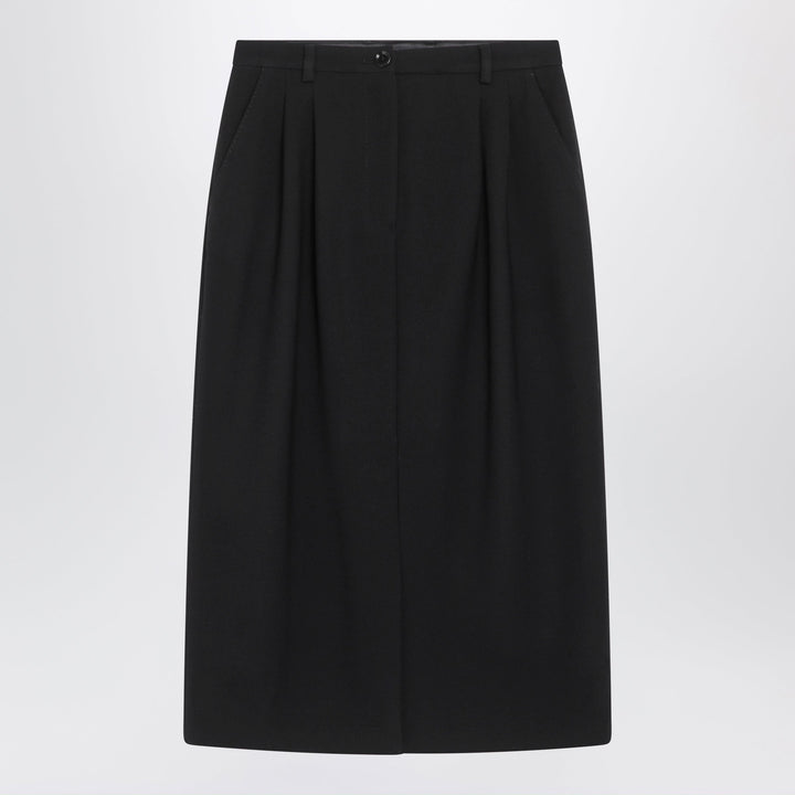 Dolce & Gabbana Falda Negra De Lana Doble Crepé