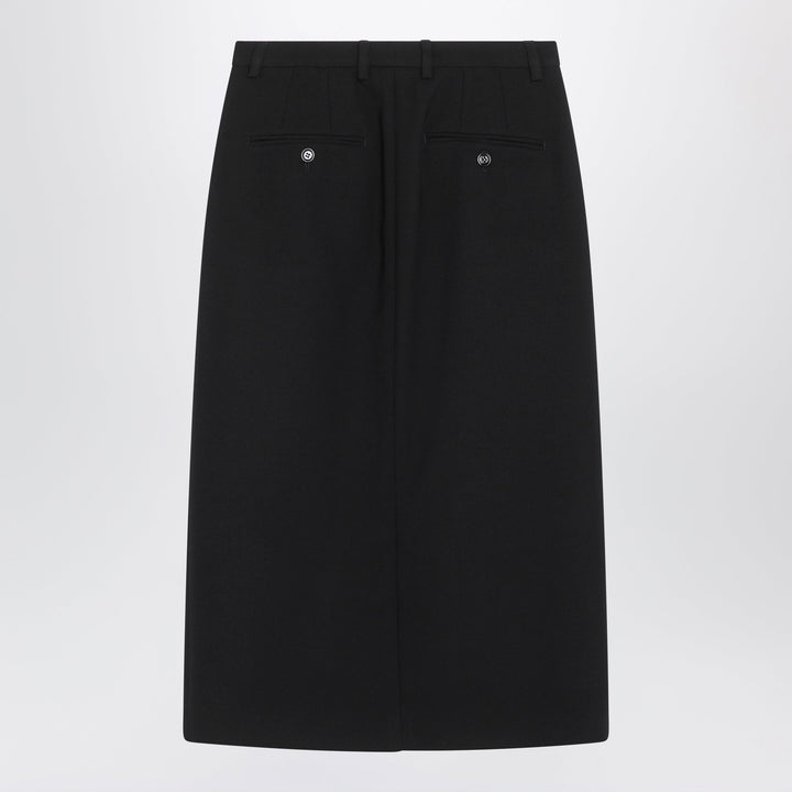 Dolce & Gabbana Falda Negra De Lana Doble Crepé