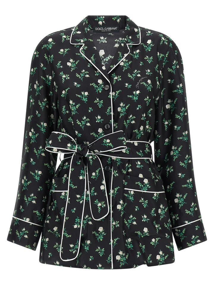 Dolce & Gabbana Roselline And Lily Of The Lilies Of The Flowers Printed Shirt Shirt and Blouse - Black | 256f32f347e74d6757db9e0f6e588868d3d08f3b