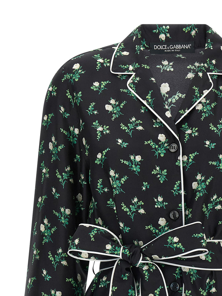 Dolce & Gabbana Roselline And Lily Of The Lilies Of The Flowers Printed Shirt Shirt and Blouse - Black | cab1f598b3cb5559dd9055cdb1564e38d5651156