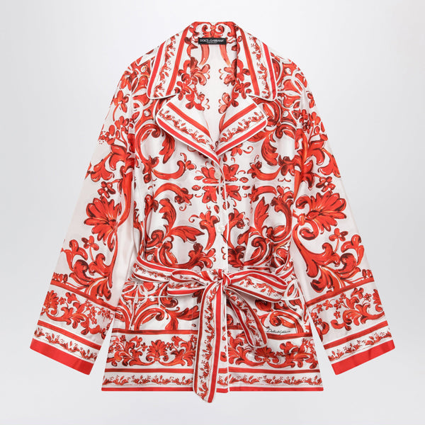 Vanity Shirt In Silk With Majolica Print, Multicolor