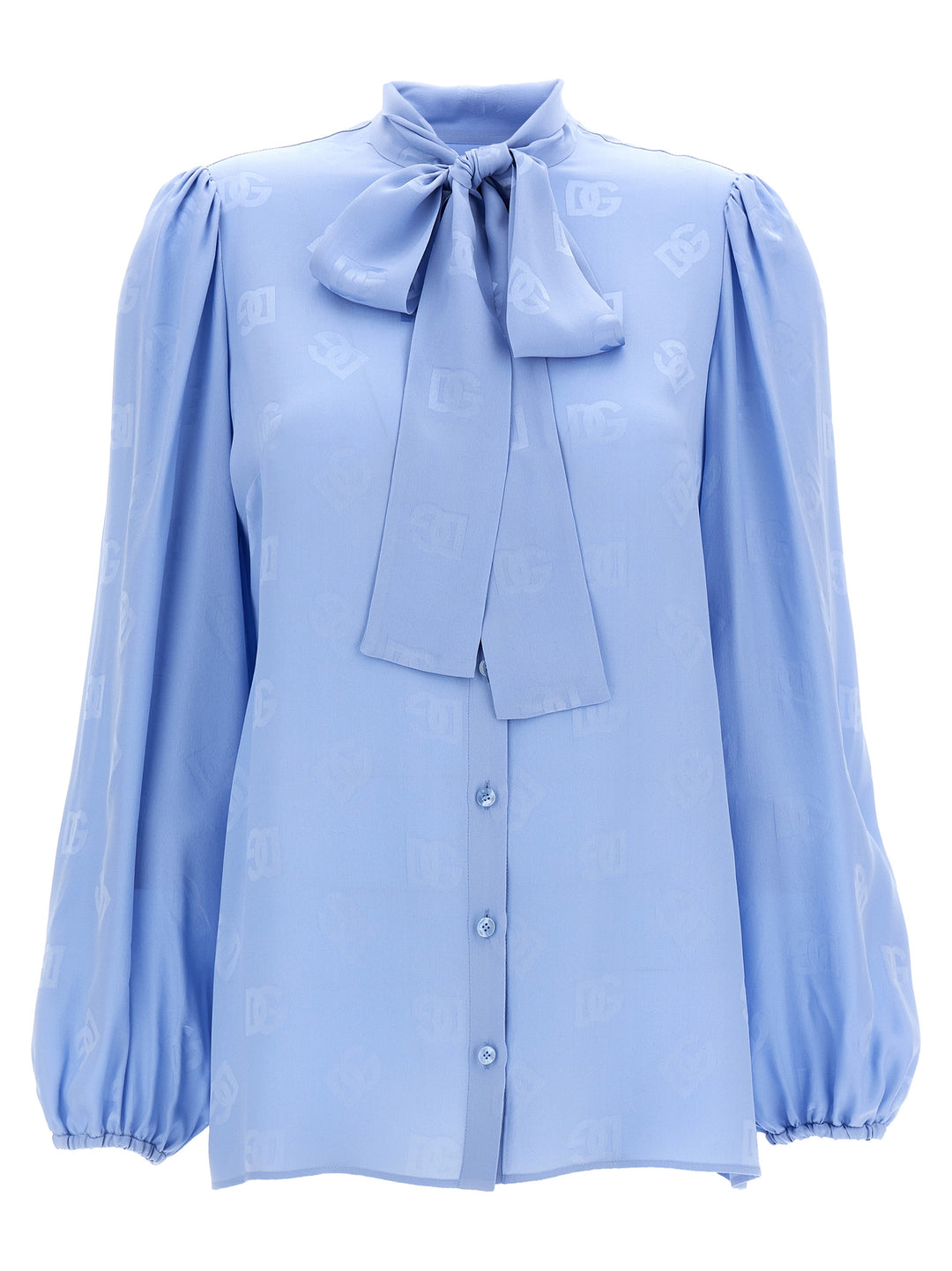 Lavalliere Jacquard Shirt Shirt, Blouse Light Blue