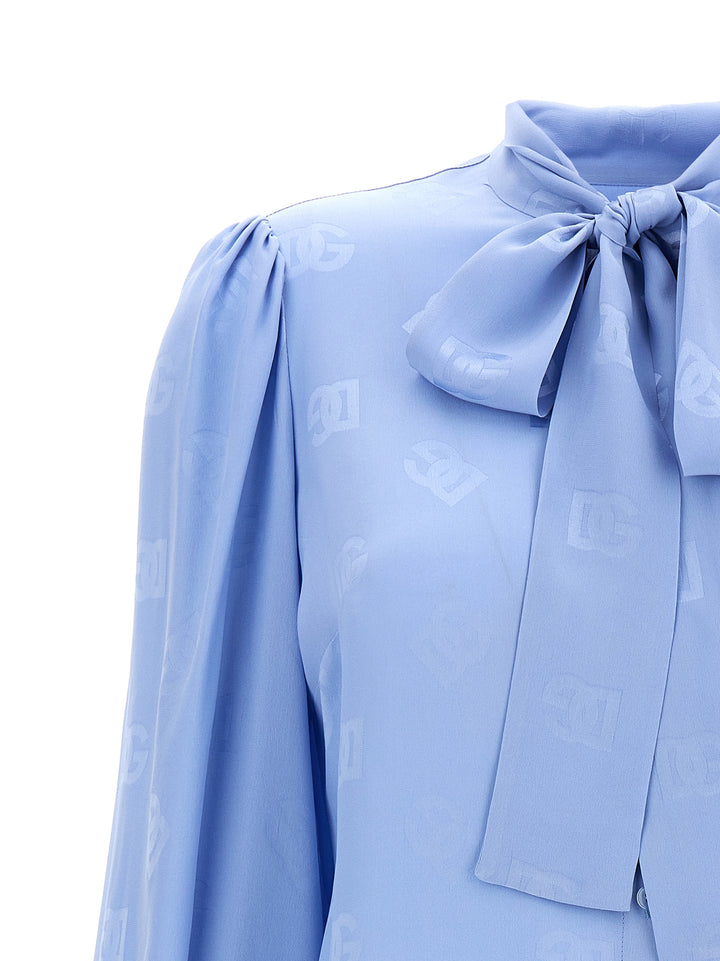 Lavalliere Jacquard Shirt Shirt, Blouse Light Blue