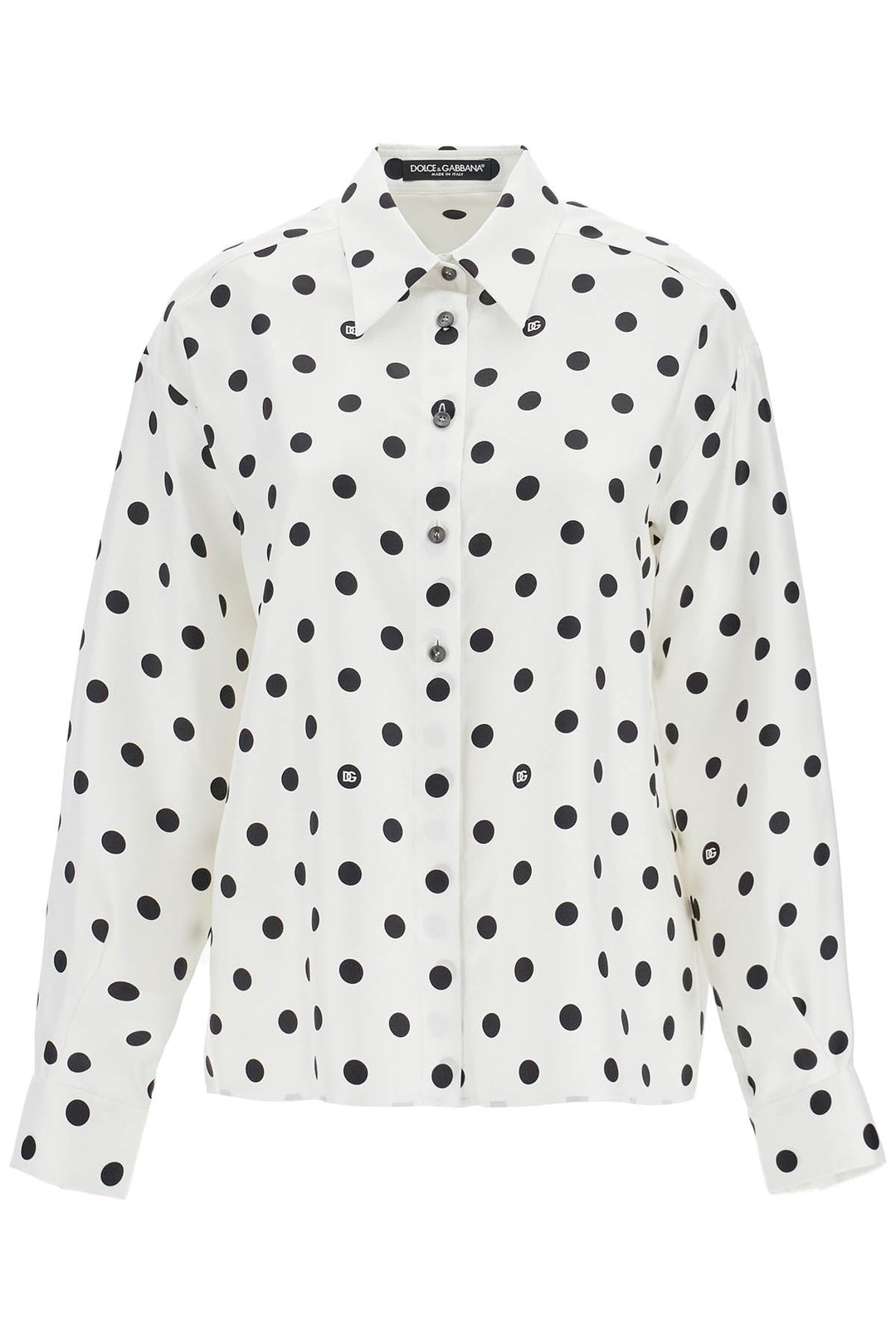 Silk Polka Dot Print Blouse