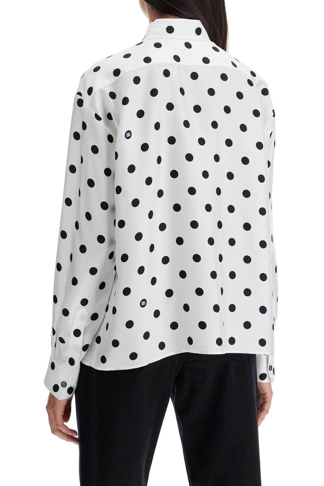 Silk Polka Dot Print Blouse