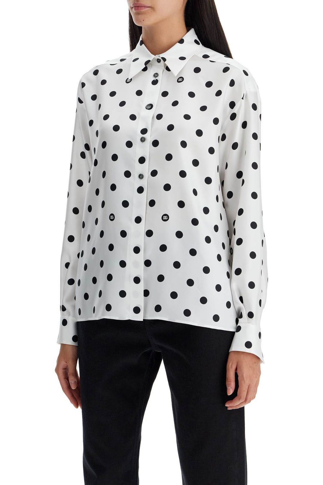 Silk Polka Dot Print Blouse