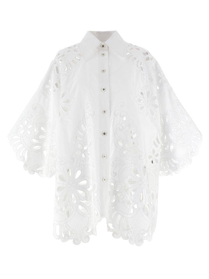 Cut-Out Embroidery Shirt Shirt, Blouse White