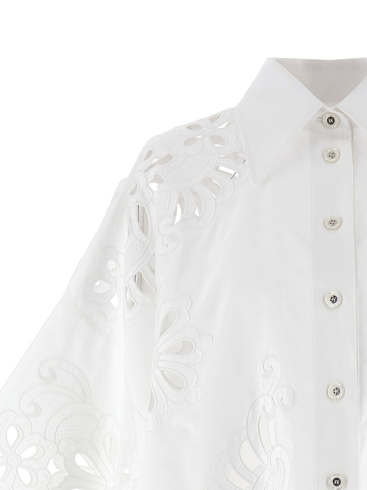 Cut-Out Embroidery Shirt Shirt, Blouse White