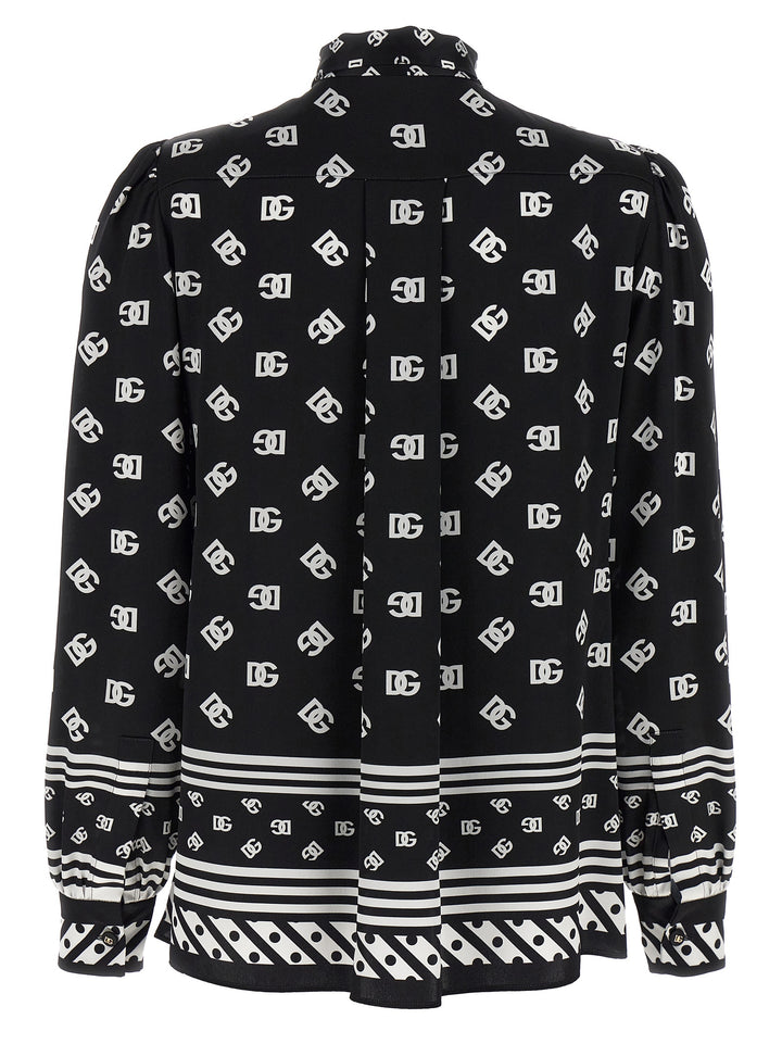 Dolce & Gabbana Silk Shirt Shirt and Blouse - White/Black | dd9227ff9b9894a1c54bfb760e258fa45e3ac4a3