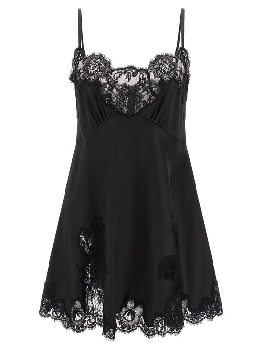 Satin And Lace Dress Dresses Black