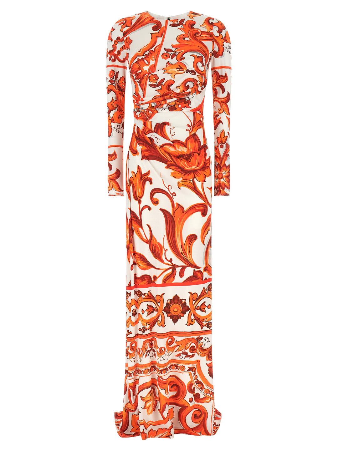 dolce and gabbana orange dress Maiolica Print Mini Dress