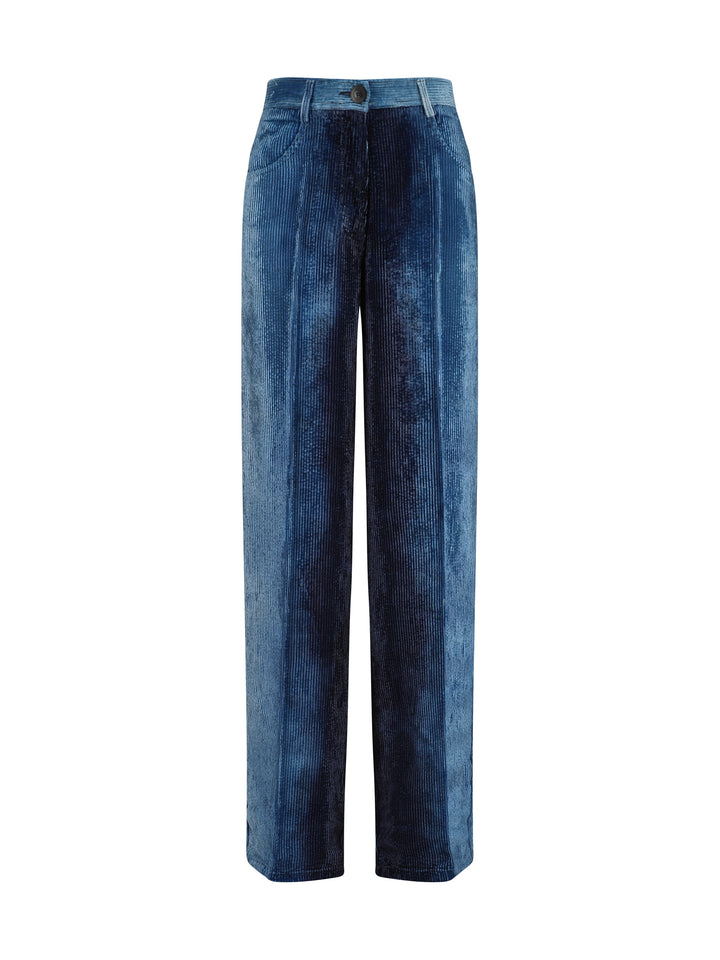 DEGRADÉ DENIM VELVET WIDE LEG PANTS