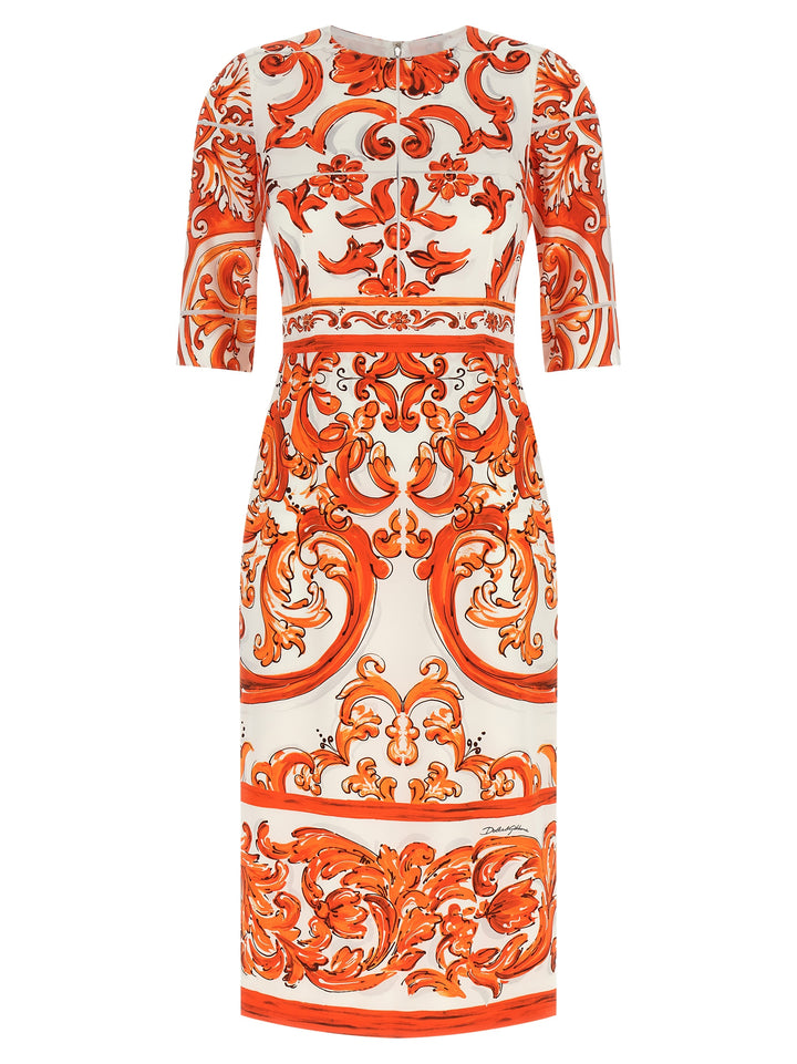 Dolce & Gabbana Maiolica Dresses - Orange | 9938b84c6be915fcd6deecd621fdbfee46031f8f