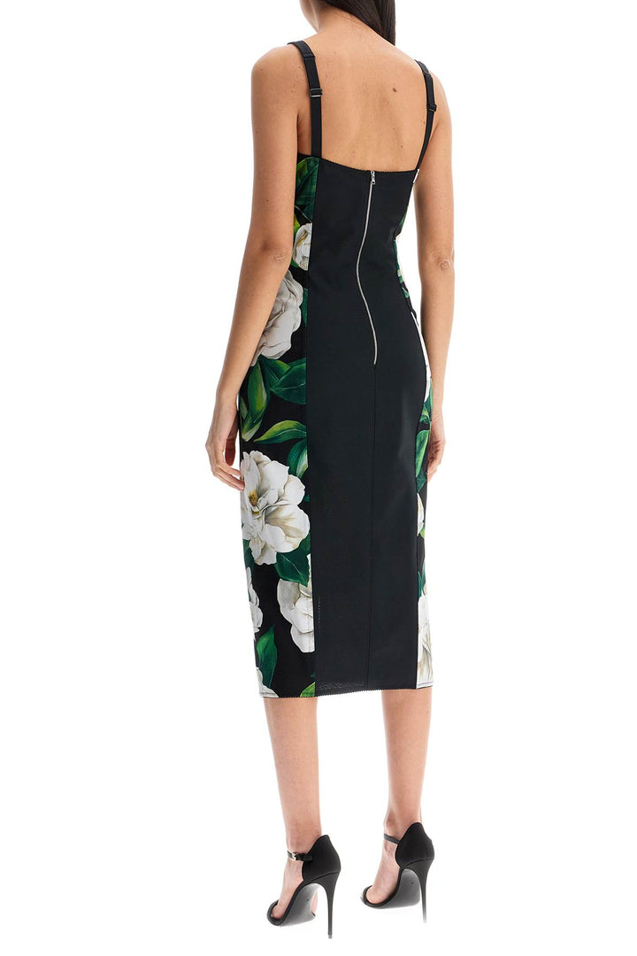 Black Floral Midi Synthetic Dress