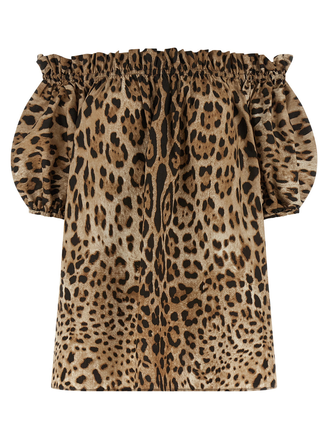Dolce & Gabbana Animal Print Cotton Top Tops - Brown | d453455696186807c09d6d26a393b92187d10cc2