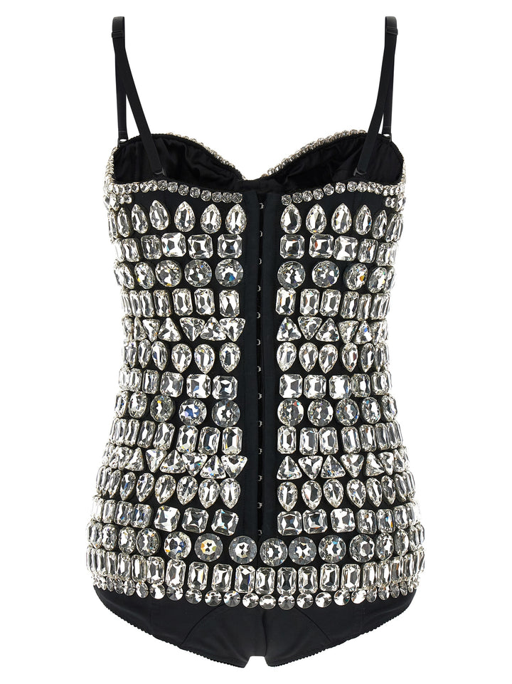 Dolce & Gabbana Crystal Bodysuit Tops - Silver | 8e70be316b6227a53c3060d9404ccd8f58b18158