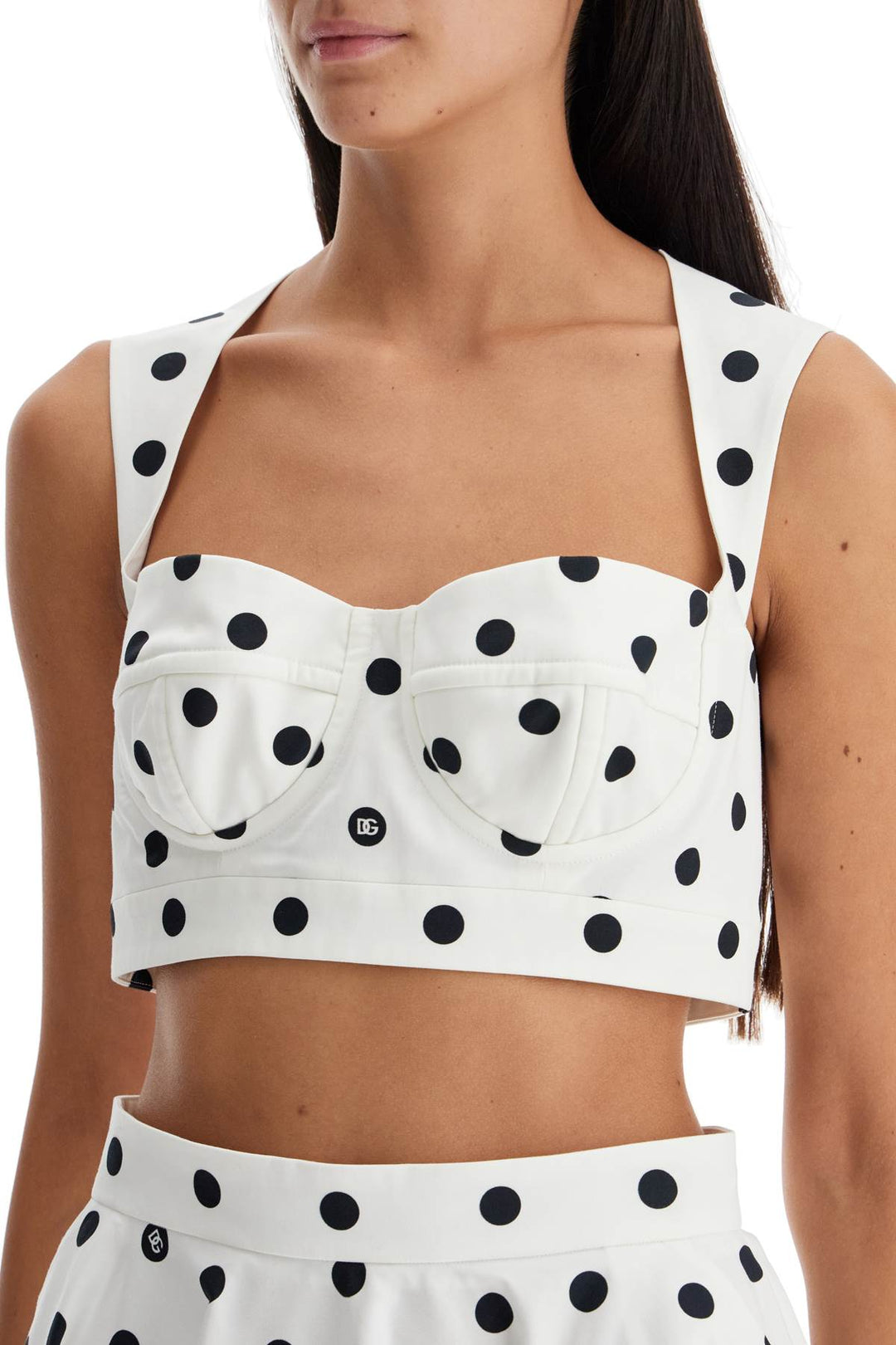 Polka Dot Cotton Bustier Top With