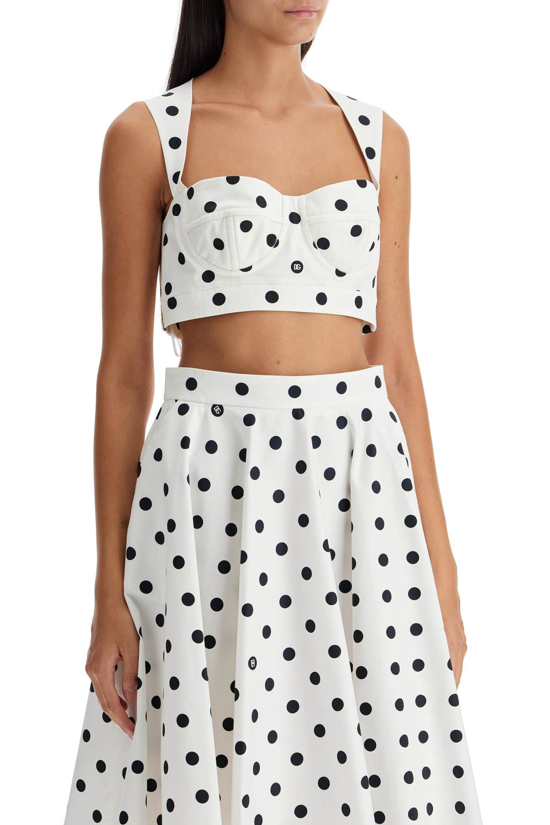 Polka Dot Cotton Bustier Top With