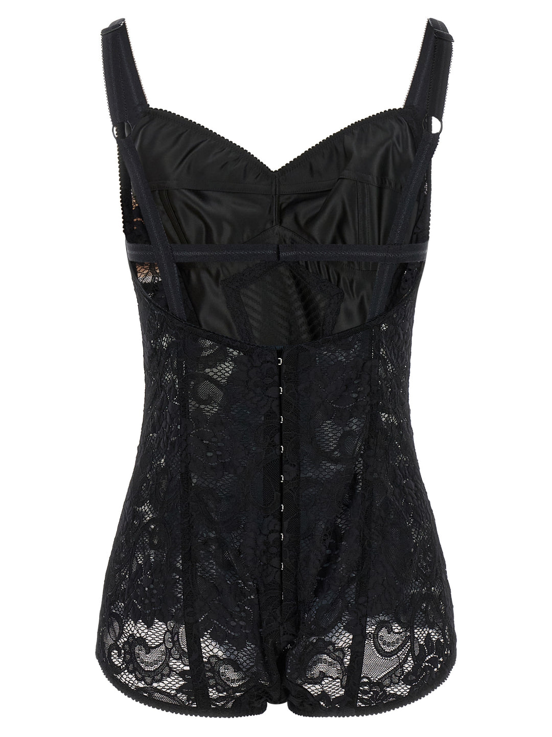 Dolce & Gabbana Satin And Lace Corsetry Bodysuit Tops - Black | b0d96d69fb221766d02af0aee64cdd9bf58a279b