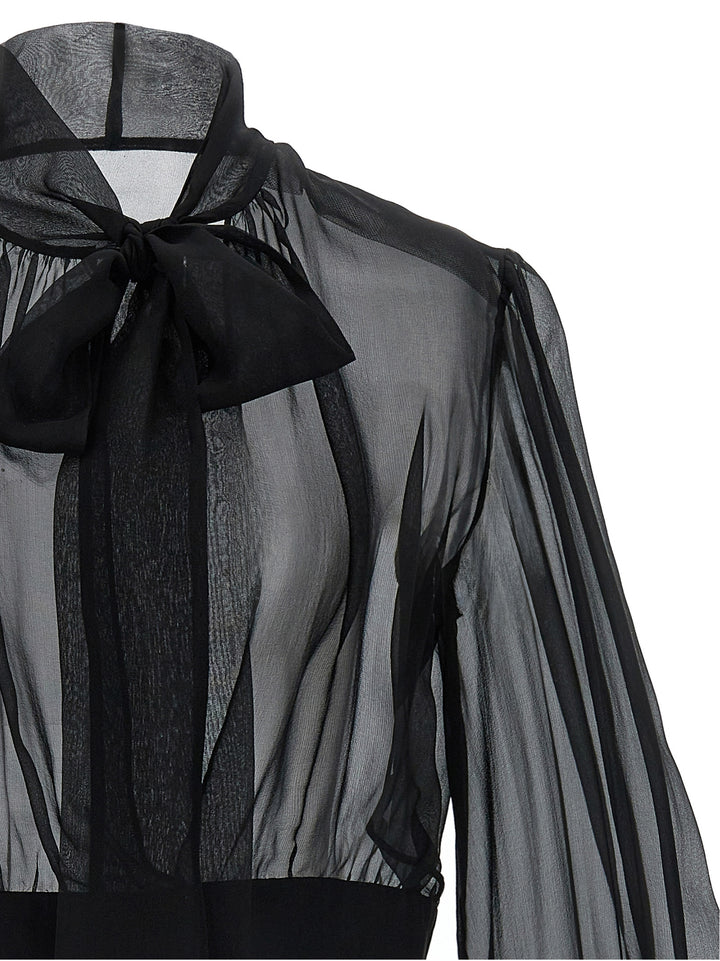 Cropped Chiffon Blouse Shirt, Blouse Black